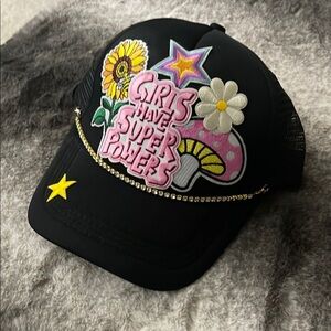 Black Kids Cap with Colorful Embellishments